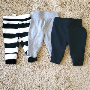 3 pairs pull on pants - newborn